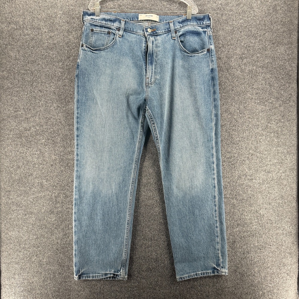 Hollister Jeans Mens 36x30 Loose Blue Straight Baggy Skater Vintage 90s Casual